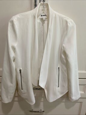 BB Dakota White Open-Front Draped Blazer